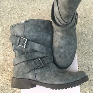 Grey Flat Boots